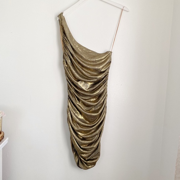 Alice + Olivia Cruz Ruched One Shoulder Mini Dress Size 14 Nwot - Picture 3 of 6